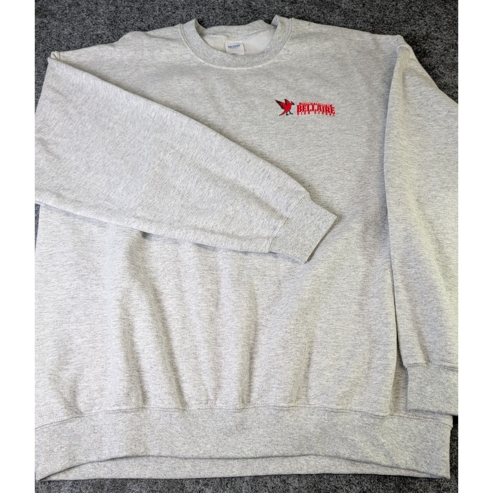 Belaire HS Cardinals Alum/Friends Sweatshirt Mens XL Gray Gildan Heavy Blend EUC